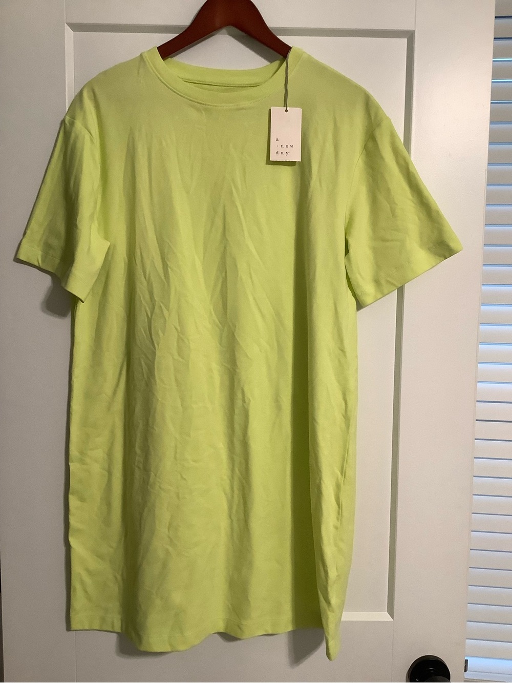 a new day Highlighter Yellow Short Sleeve Crewneck Tee Dress